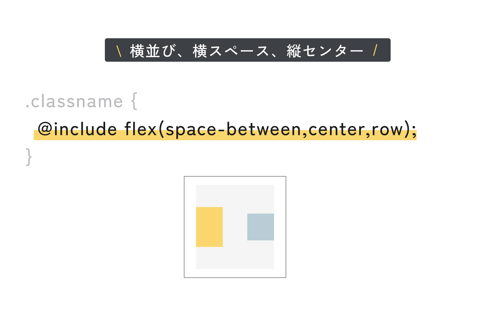 横並び、横スペース、縦センターのレイアウトにする際の使用例